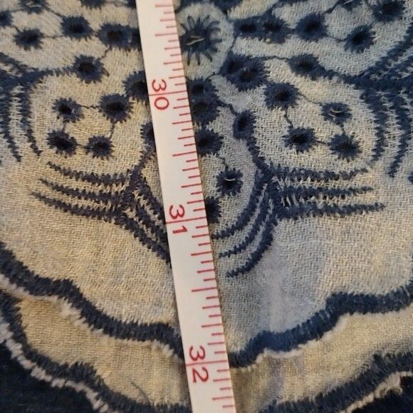 Zara Basic Grey Long Sleeve Tunic Top with Navy Floral Embroidery Size Large - Picture 11 of 11